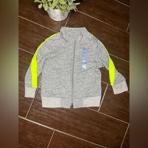 Gap Baby heathered grey w/ lime green strip track jacket sz 2T